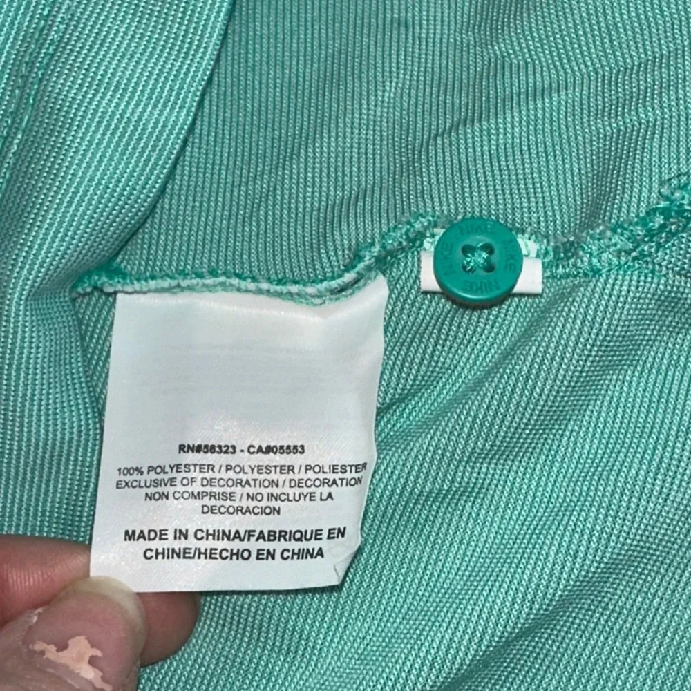 Nike Golf Sport Womens Dri-FIT‎ Polo Shirt Mint Green Stripe Pocket 518051-395 M